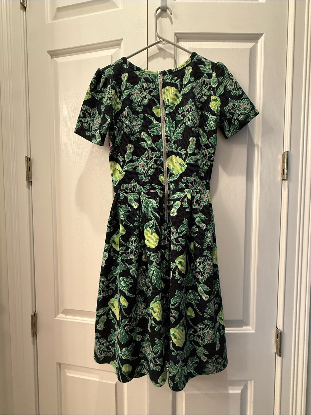 LuLaRoe Navy Dress with Lime and Emerald Floral Print - Picture 4 of 4